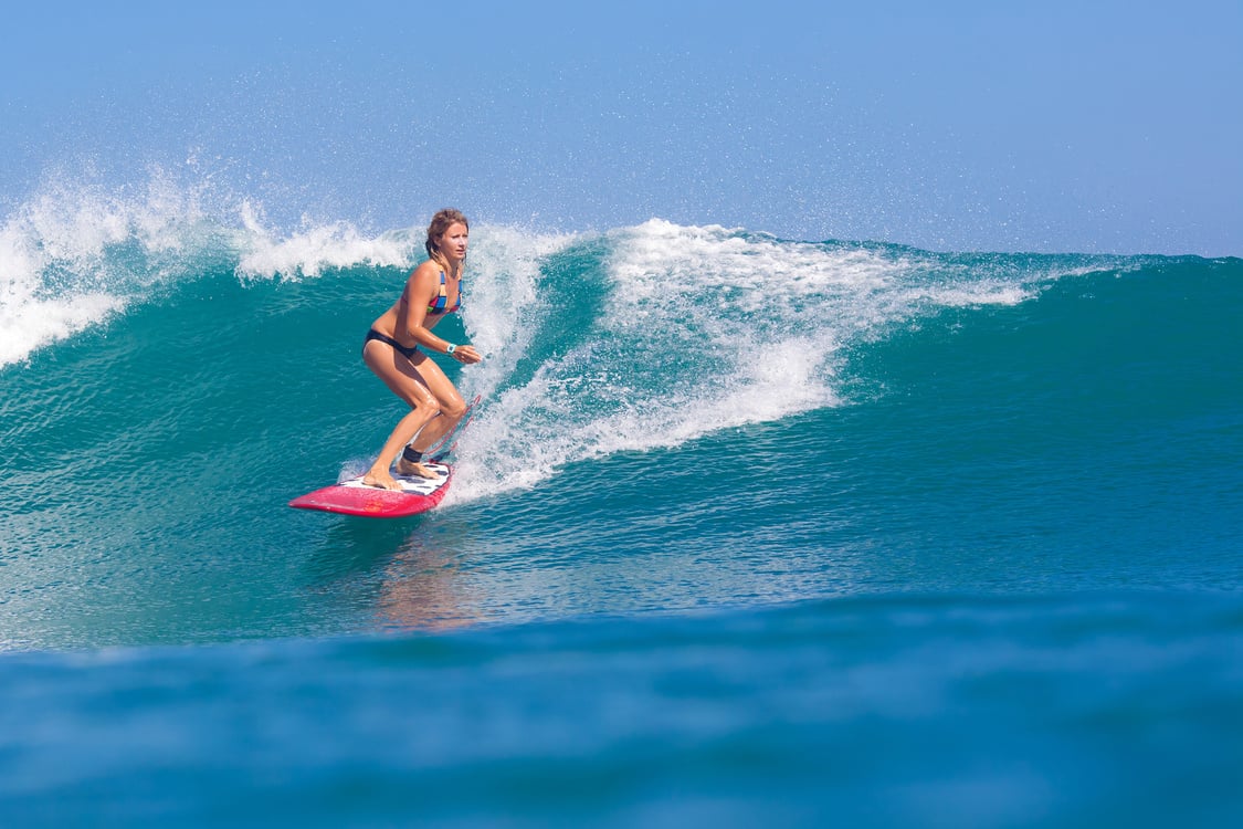 Surfing a Wave. Bali Island. Indonesia.